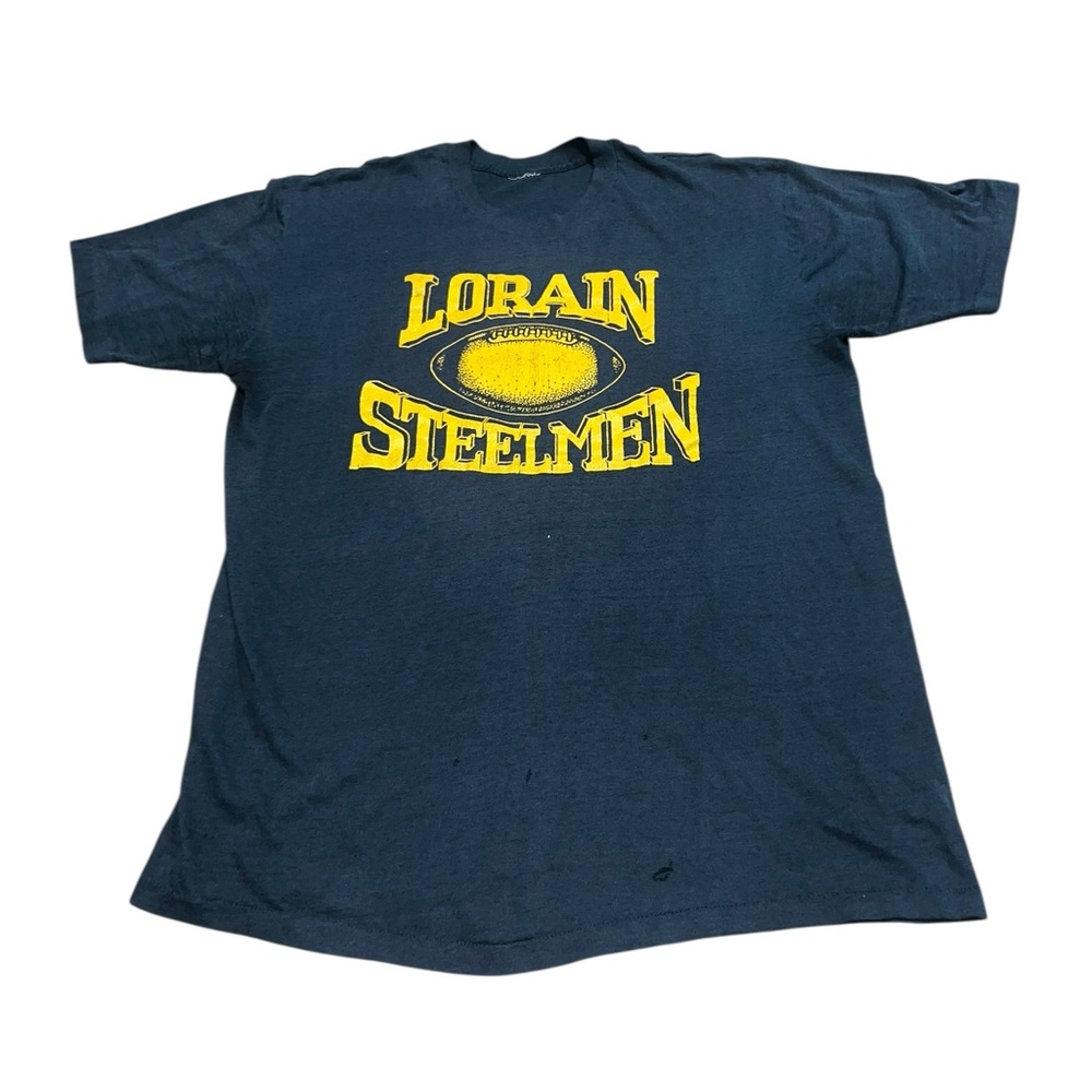 VTG 90s Lorain Steelmen Football High School LHS Ohio Shirt Single Stitch Medium